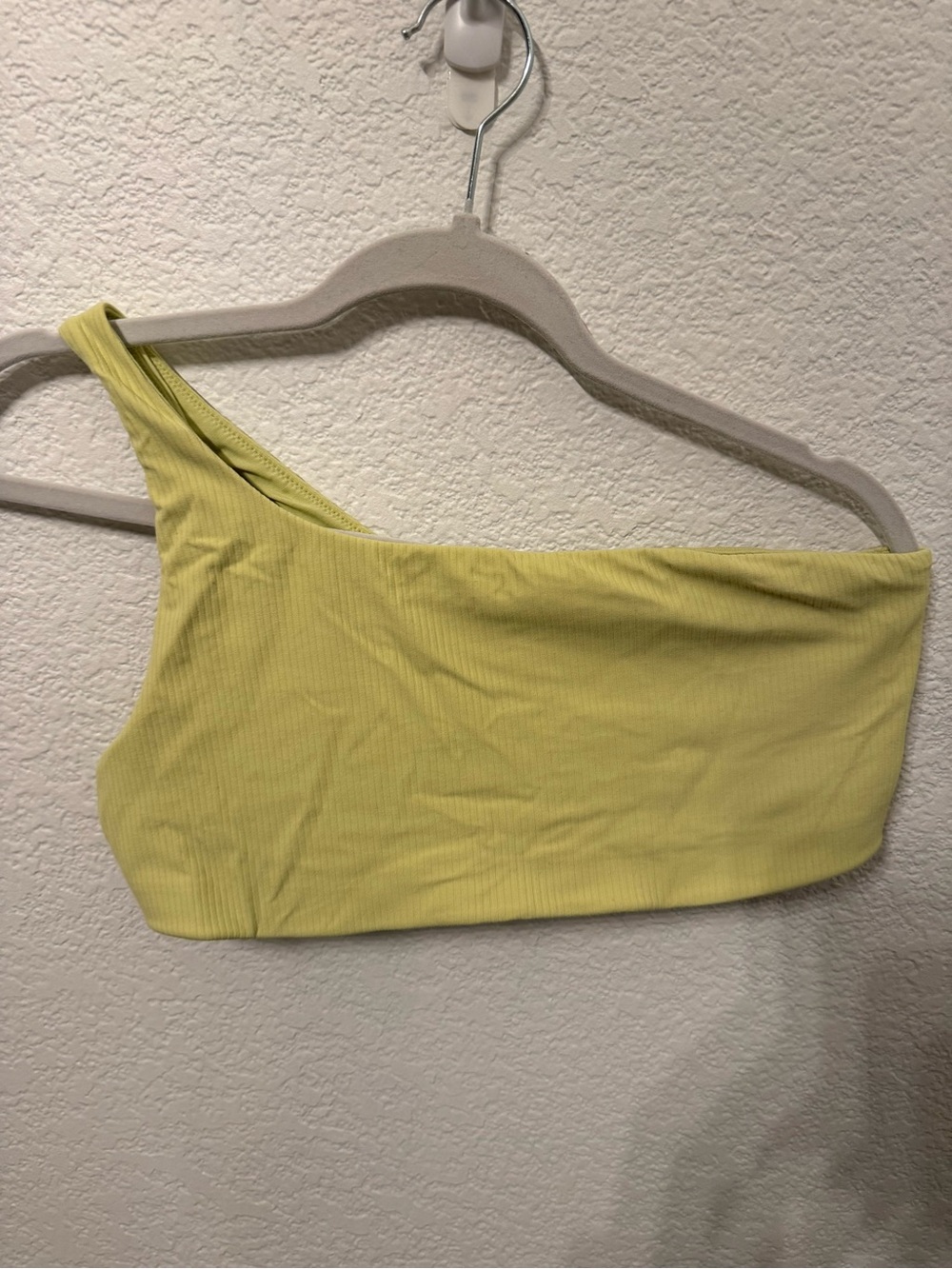 Lululemon Ribbed Nulu Asymmetrical Yoga Bra Yellow One Shoulder Sz 14